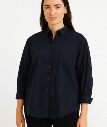 Black & White Polka Dot Split-Neck Blouse